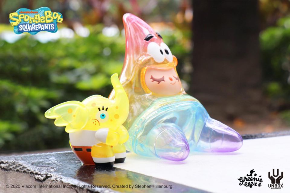 UNBOX SPONGEBOB GREENIE & ELFIE スポンジボブ エルフィー SPONGEBOB GREENIE \u0026 PATRICK ELFIE (GOLD GLITTER Edition) for July