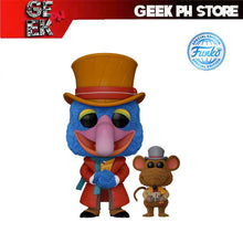 Load image into Gallery viewer, Funko Pop The Muppet Christmas Carol Charles Dickens Gonzo with Rizzo Flocked Special Edition Exclusive sold by Geek PH