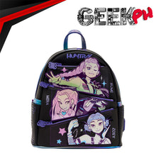 Load image into Gallery viewer, Loungefly KPop Demon Hunters KPop Demon Hunters HUNTR/X Mini Backpack with Photo Card Charm