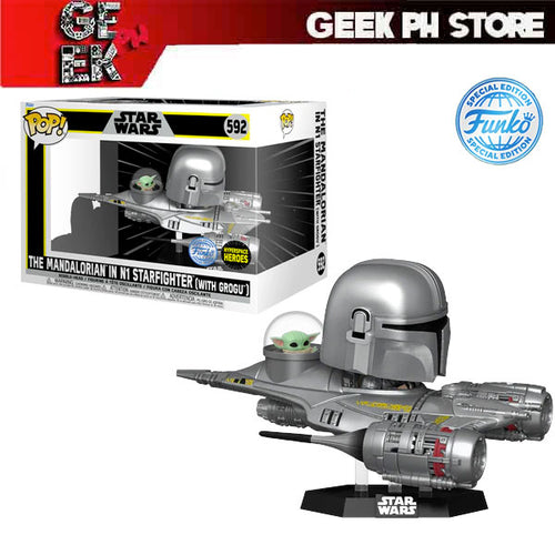 Funko Pop Ride Super Deluxe : The Mandalorian - The Mandalorian and Grogu in N1 Starfighter Special Edition Exclusive sold by Geek PH