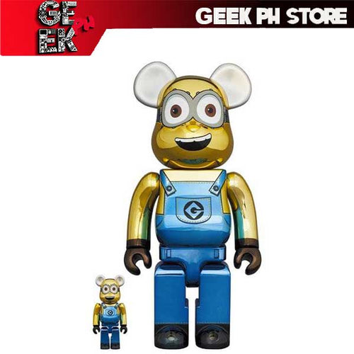 Medicom BE@RBRICK Minions Dave Chrome 100 % & 400 % set Bearbrick sold by Geek PH Store