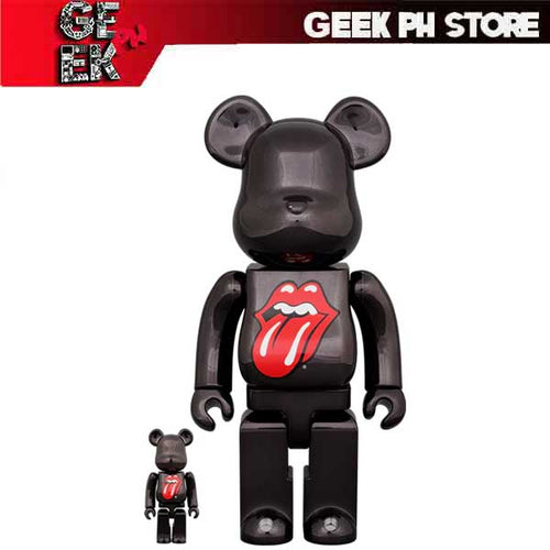 Medicom BE@RBRICK The Rolling Stones Lips & Tongue BLACK CHROME Ver. 100% & 400%  sold by Geek PH Store